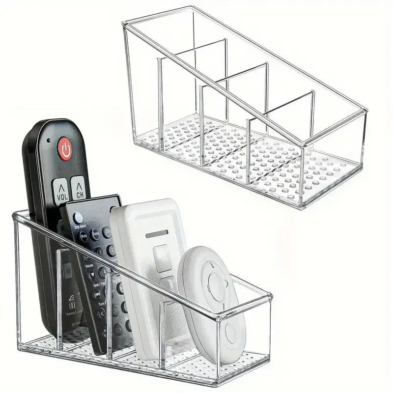 Romote Control Holder with 4 Compartments Clear Romote Holder Home Decor Kitchen Acccessories Make Up Orangizer