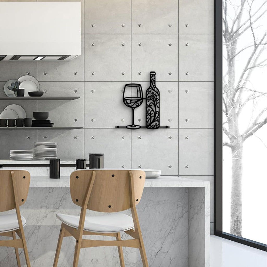 Wine Bar Wall Decor Dining Room Wall Decorations Black Wall Art Home Decor for Living Room Kitchen Wine Signs for Home Decor