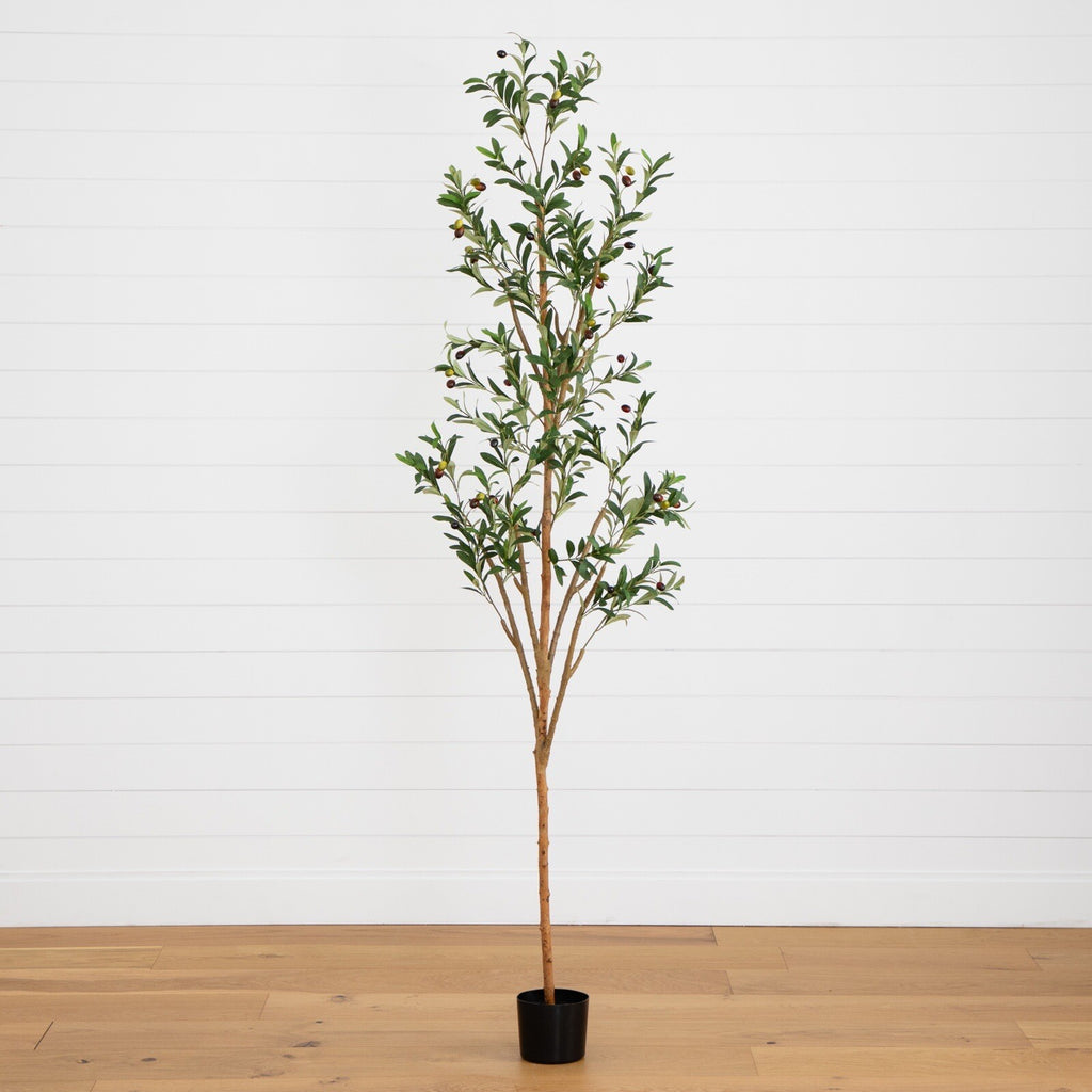 7’ Olive Minimalist Artificial Tree with Natural Trunk Home Decor. Retail $149