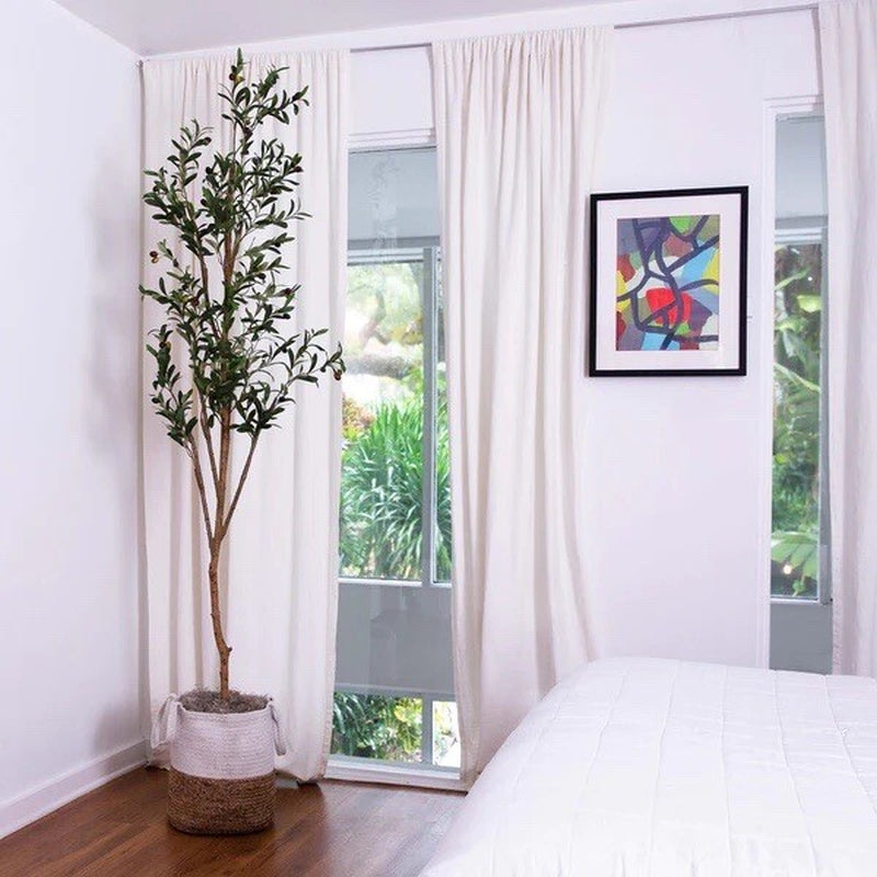 7’ Olive Minimalist Artificial Tree with Natural Trunk Home Decor. Retail $149