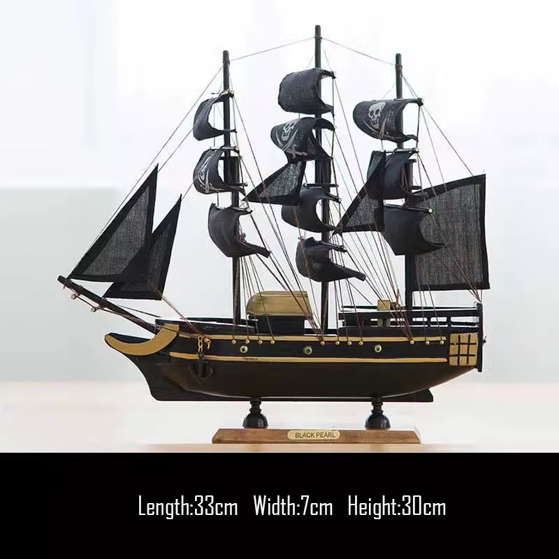 Simulation Pirate Boat Room Ornaments,Handmade Wooden Ship,Home Decoration,Study Office Decoration,Children'S Day,Birthday Gift