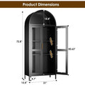 72.8 Black Tall Glass Display Cabinet with 2 Adjustable Shelves and Lock for Home Storage