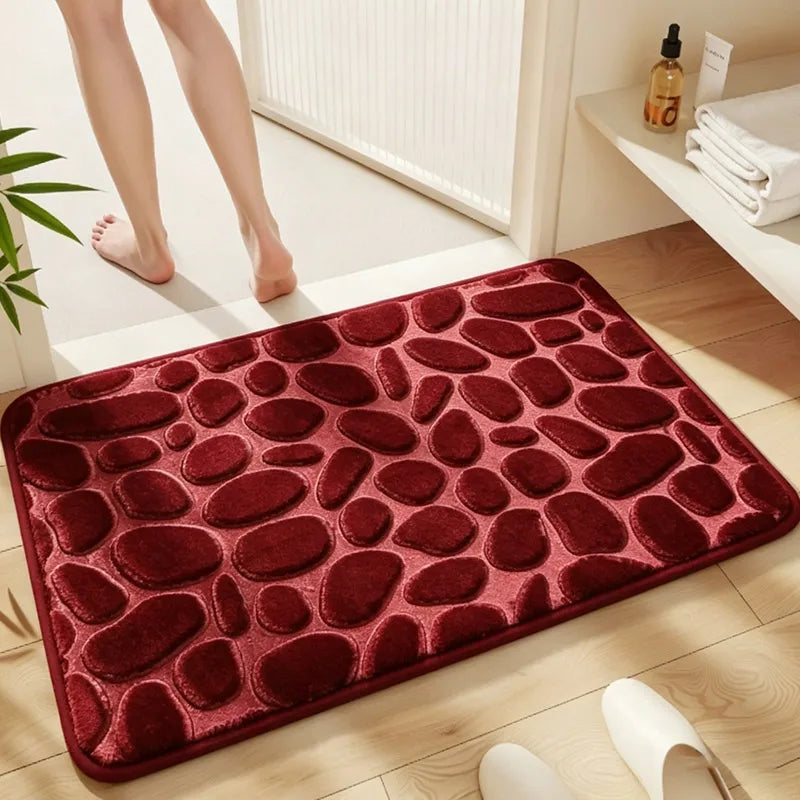 1 Pack Flannel Bathroom Rug, Pebble Embossed, Super Absorbent Non-Slip Soft Mat for Shower, Bathtub & Home Decor