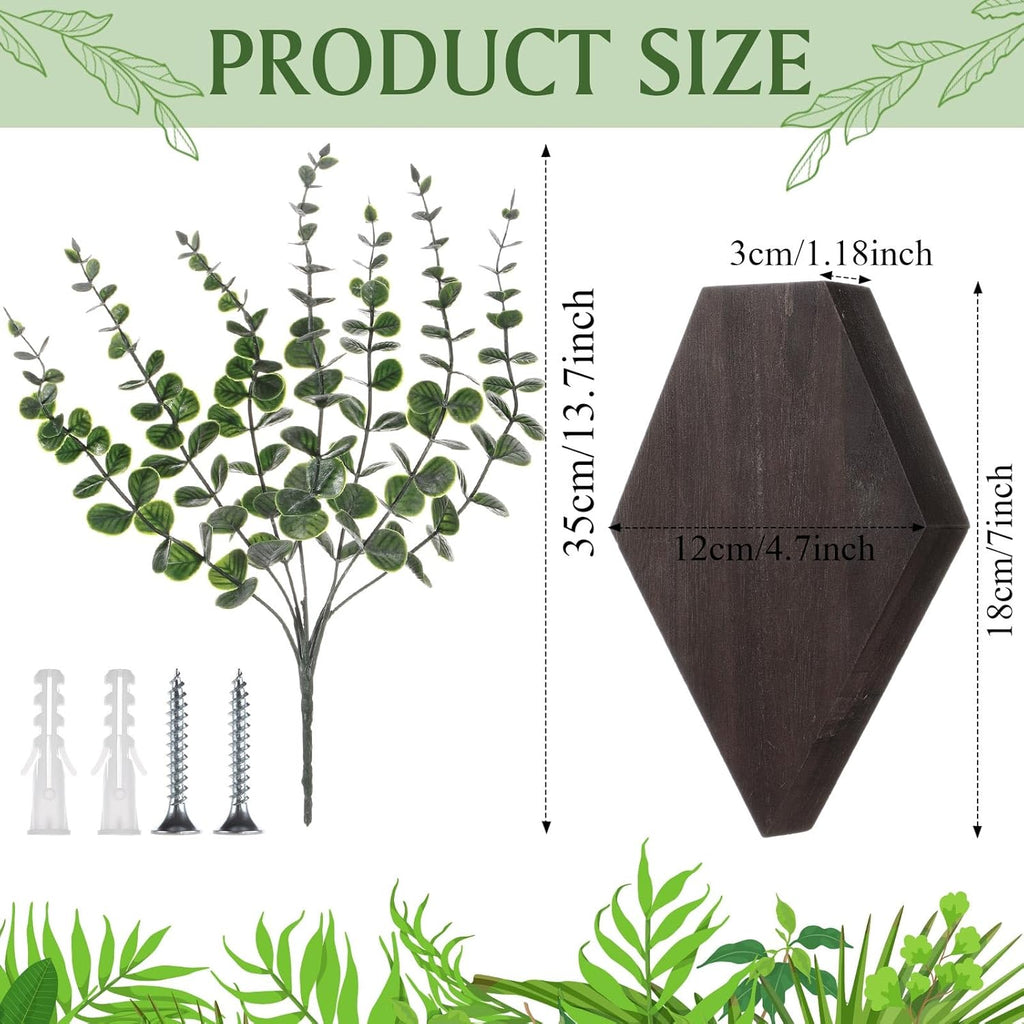 2 Pcs Wooden Wall Planter Decor Hanging Fake Plants Greenery Flowers Holder Vase Boxes for Wall Bohemian Farmhouse Room Kitchen Office Indoor Decoration(Brown,7.1 X 4.7 X 1.2 Inches)