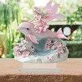 Pink Winged Fairy with Dolphin Statue Figurine Table Decor 2D Acrylic Plaque Whimsical Pink Fairy Figurines Bohe Home Decor Fairy Statues Tabletop Centerpiece Signs for Table Shelf Mantel Decorations