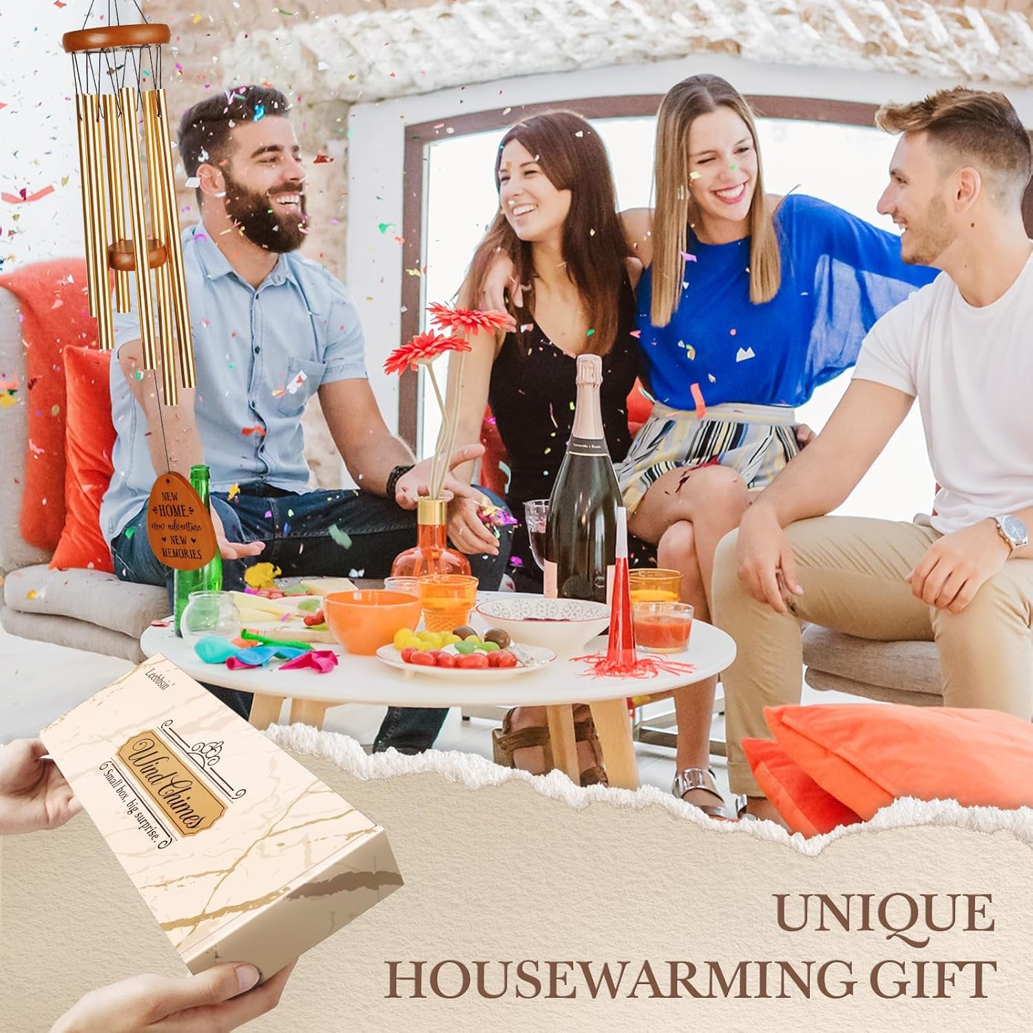 House Warming Gifts New Home, Housewarming Wind Chime, New Home Gifts for Women, Men, Couple, New Homeowner, Friend, Coworker, New Home Gift Ideas for First Home, New Apartment, House