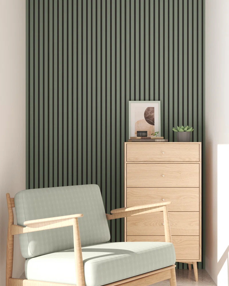 106” L X 12.6” W - 3D Acoustic Soundproof Wood Slat Wall Panel - Decorative Shiplap, Acoustic Wall Tile
