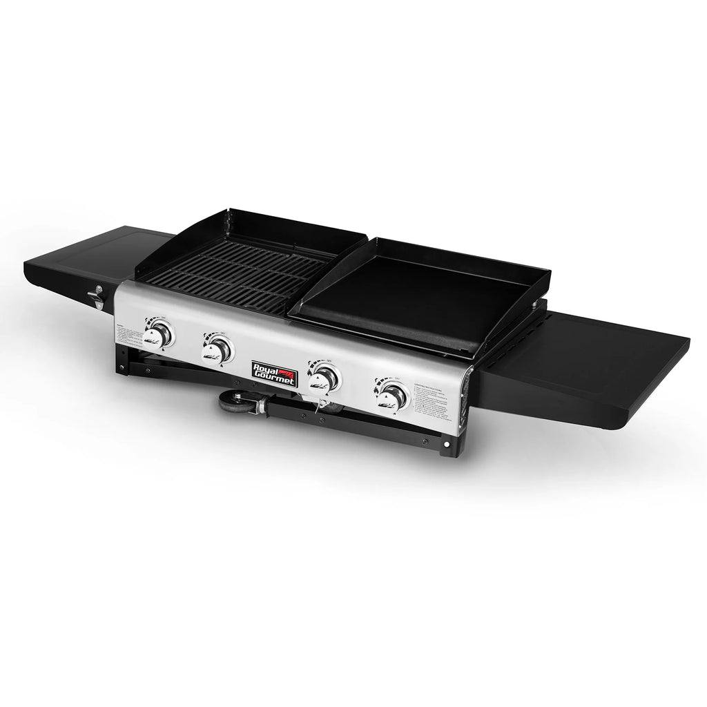 Portable Gas Grill and Griddle Combo 4 -Burner Liquid Propane Flat Top Grill