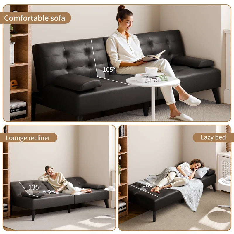 Arjeta Queen 65.75'' Faux Leather Convertible Sofa