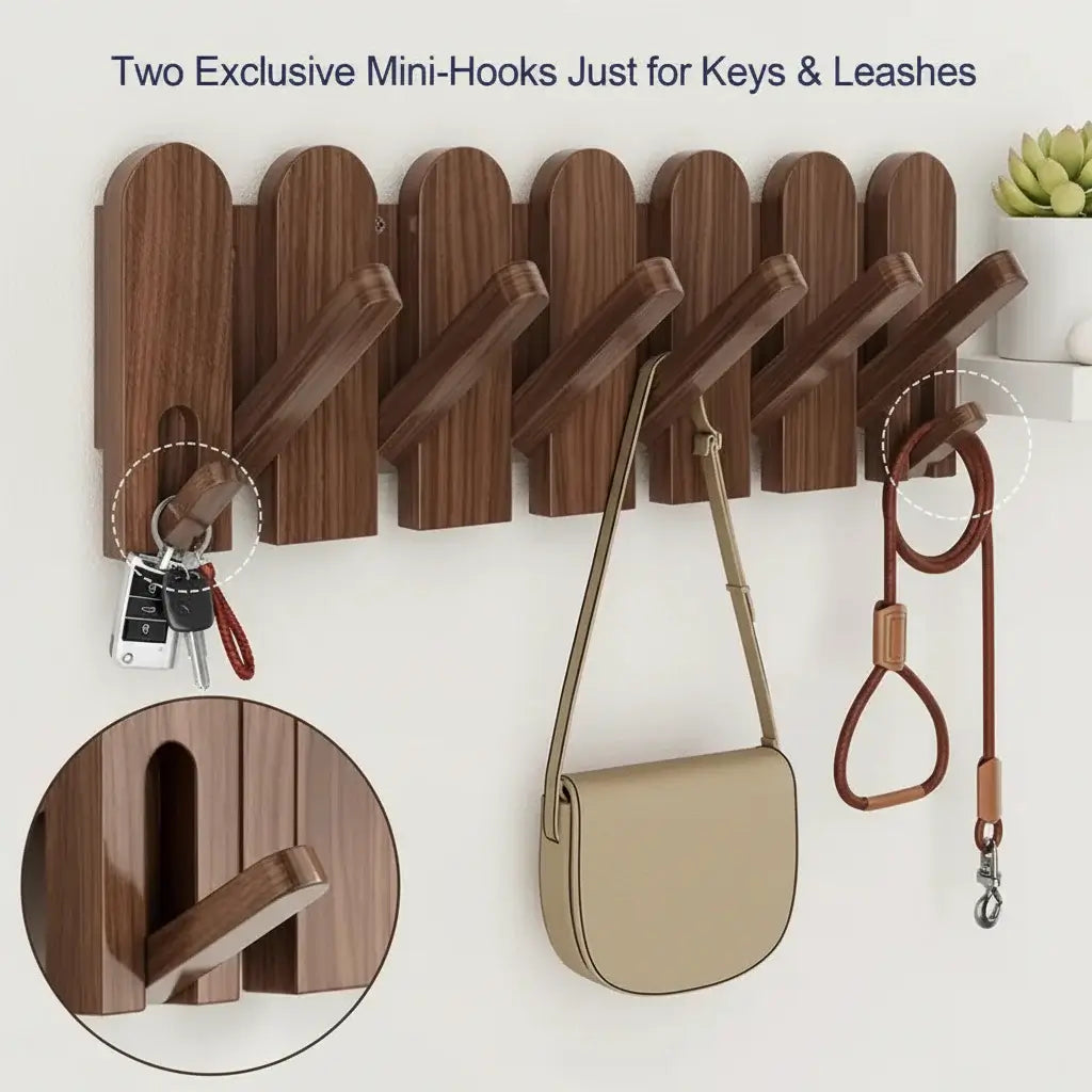 Walnut Wood Wall Mounted Coat Rack Wall Mount,Wall Mounted Coat Rack