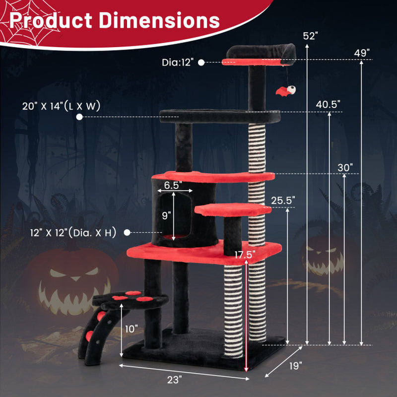 Gothic Cat Tree with Cat Bed Cat Condo and Sisal Scratching Post