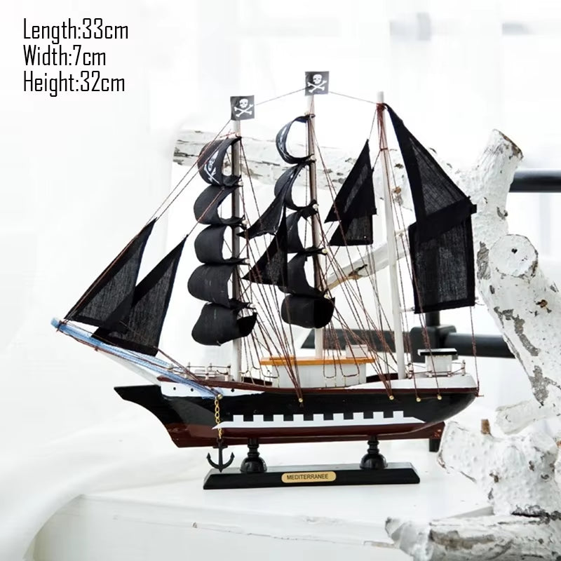 Simulation Pirate Boat Room Ornaments,Handmade Wooden Ship,Home Decoration,Study Office Decoration,Children'S Day,Birthday Gift