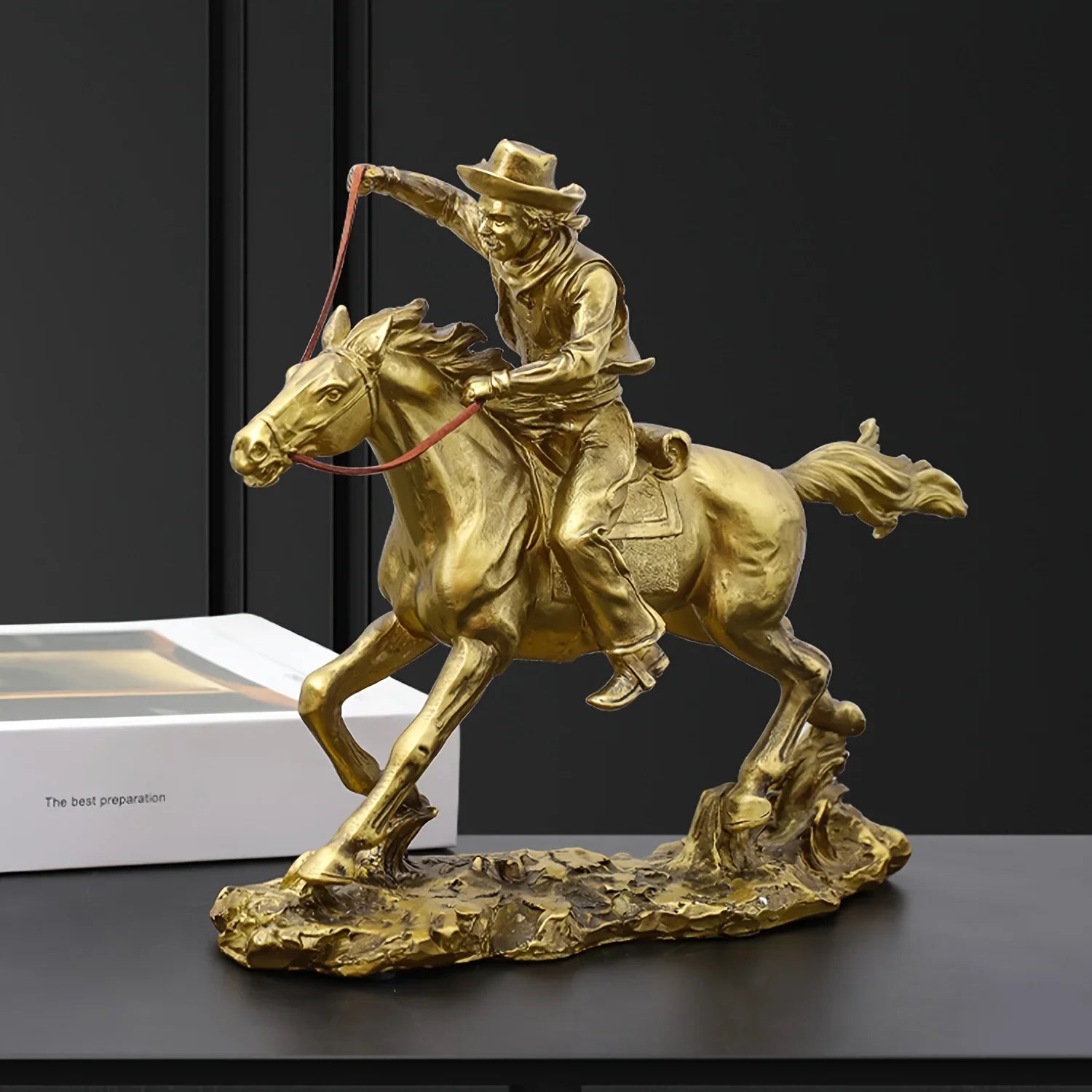 1Pc Horse Statue Home Decor Cowboy Resin Horseman Decorative Crafts Living Room Porch Home Furnishings Home Decoration