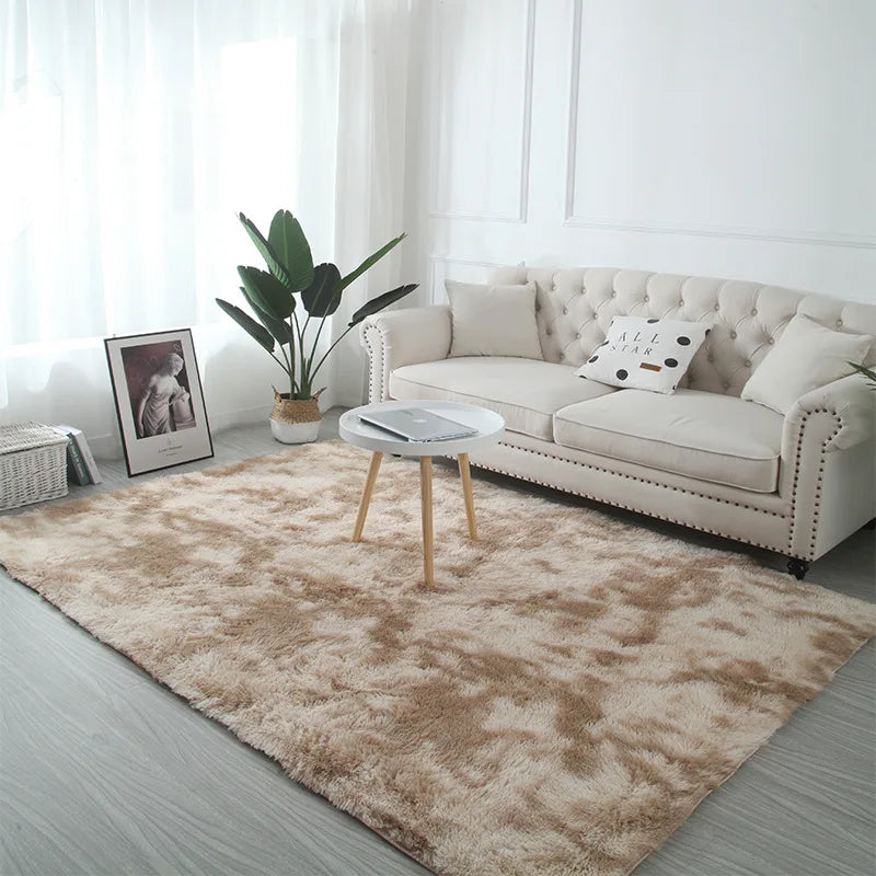 VIKAMA Tie-Dye Plush Carpet Living Room Decoration Soft Fluffy Home Mat Children's Room Baby Crawling Non-Slip Blanket