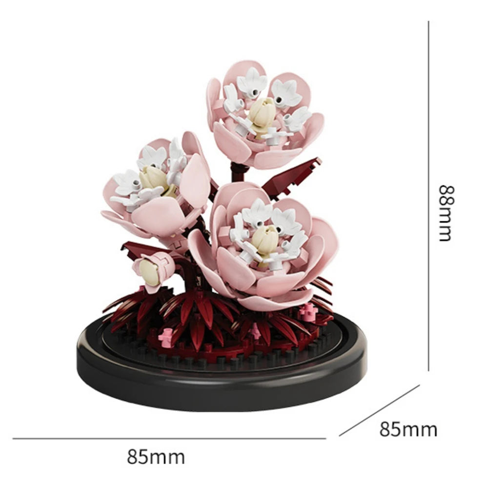 Potted Plant Micro Building Blocks Simulation Lily Rose Flower Assembling Brick Model Kids Toys Home Decoration Collection Gift