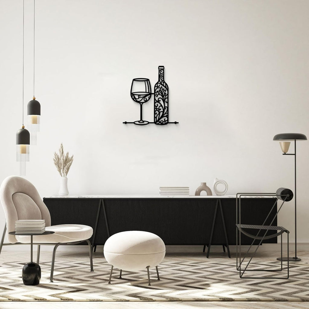 Wine Bar Wall Decor Dining Room Wall Decorations Black Wall Art Home Decor for Living Room Kitchen Wine Signs for Home Decor