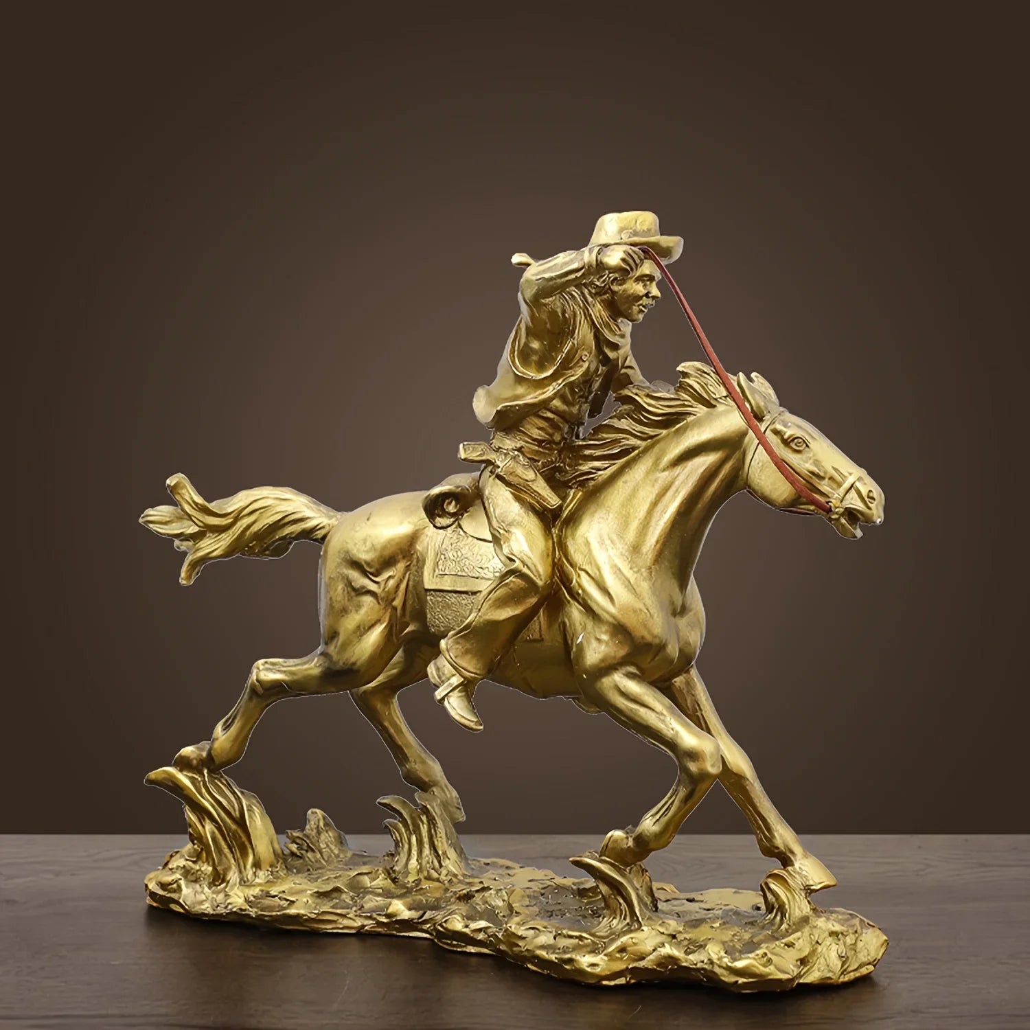 1Pc Horse Statue Home Decor Cowboy Resin Horseman Decorative Crafts Living Room Porch Home Furnishings Home Decoration