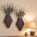 2 Pcs Wooden Wall Planter Decor Hanging Fake Plants Greenery Flowers Holder Vase Boxes for Wall Bohemian Farmhouse Room Kitchen Office Indoor Decoration(Brown,7.1 X 4.7 X 1.2 Inches)