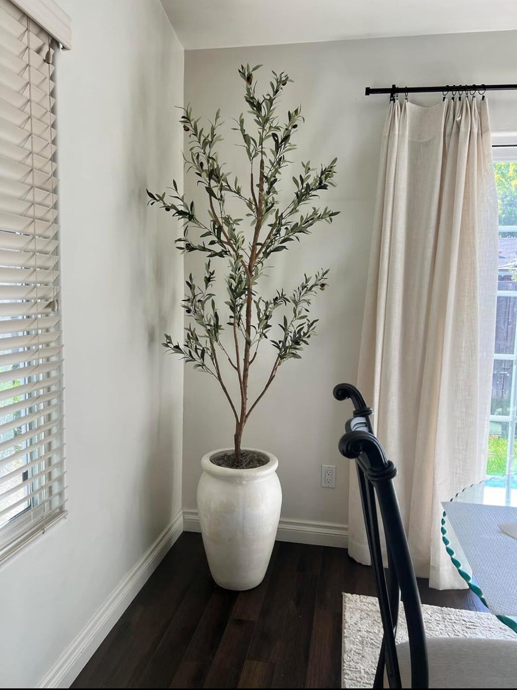 7’ Olive Minimalist Artificial Tree with Natural Trunk Home Decor. Retail $149