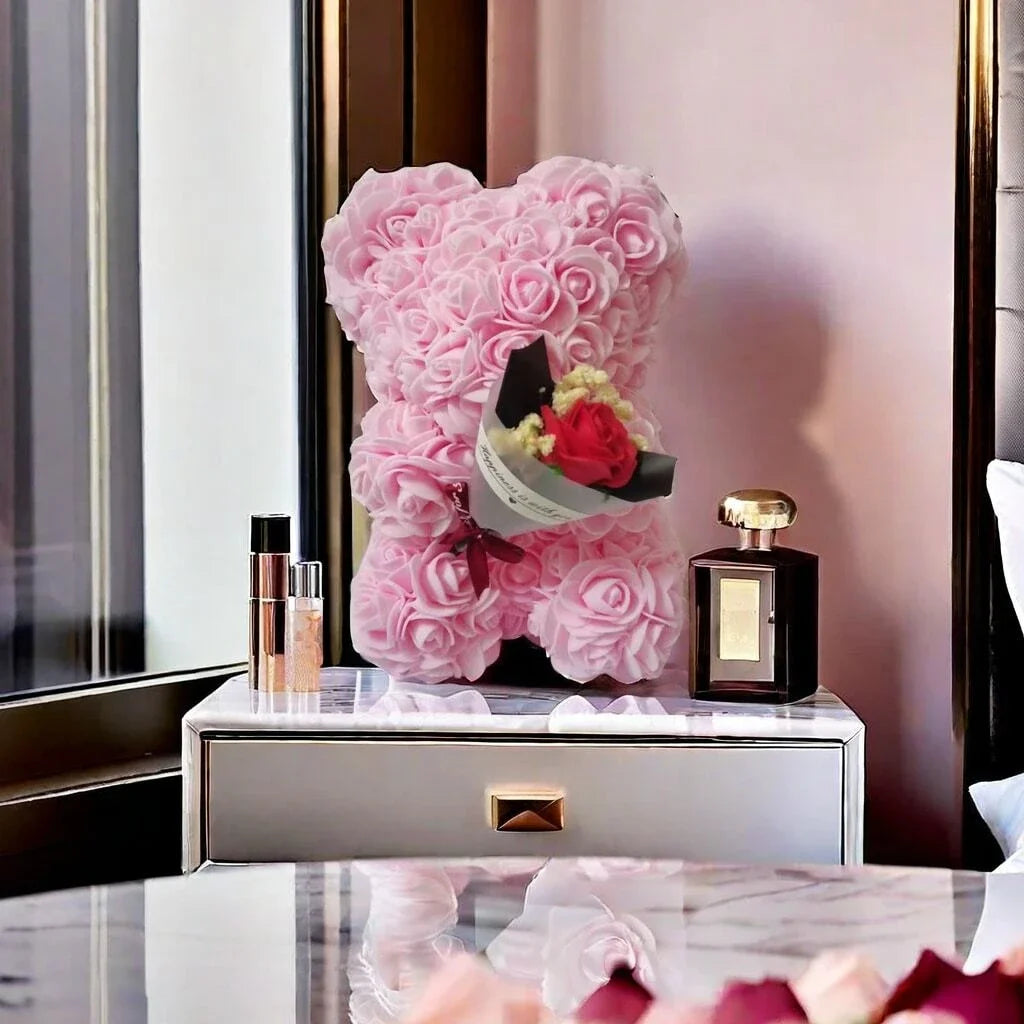 2026 Artificial Flower Eternal Rose Teddy Bear for 520 Mom Mother's Day Birthday Valentine's Day Anniversary Gifts & Decorations