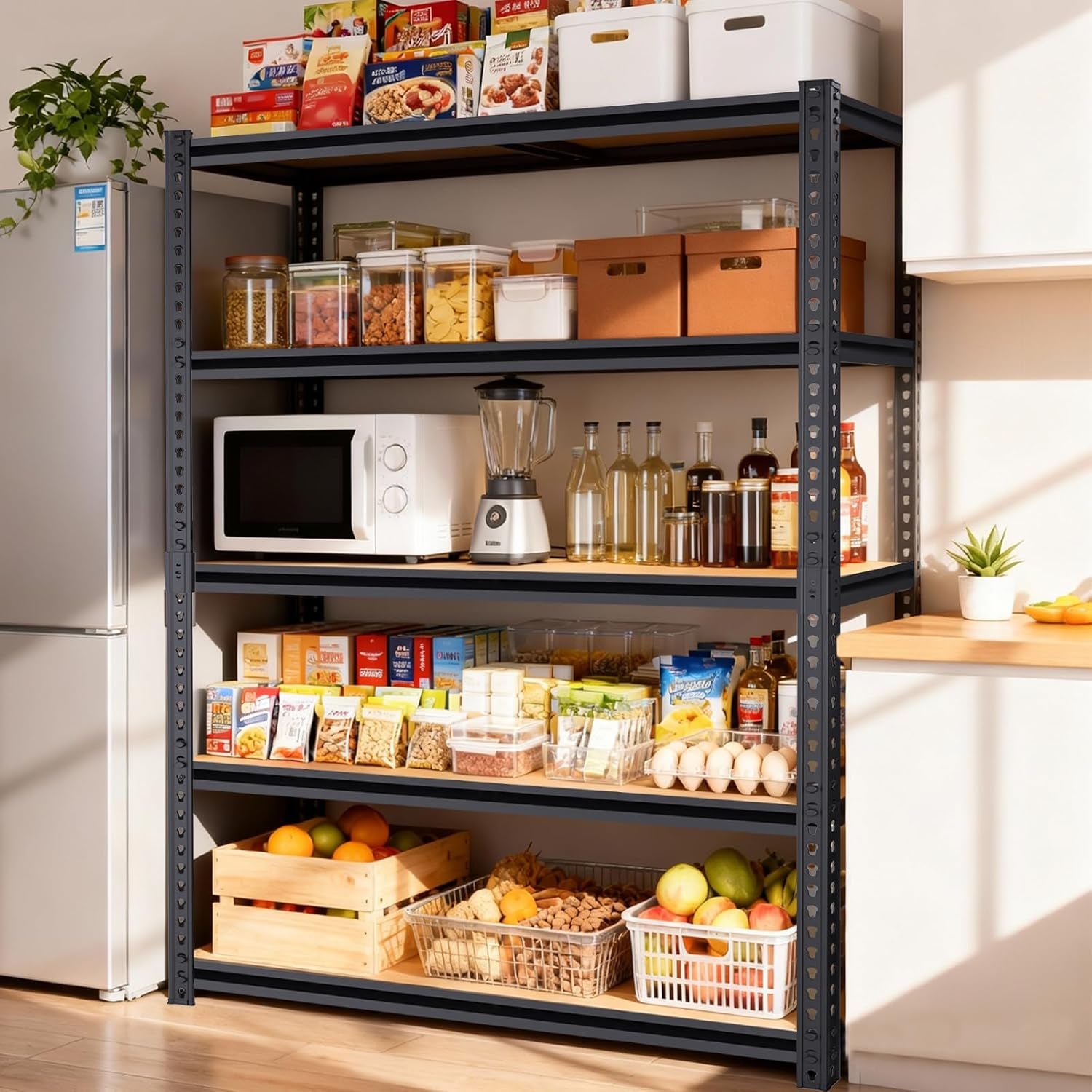 72" H Garage Shelves,Garage Storage Shelves Heavy Duty,2400Lbs Heavy Duty Garage Shelving,Adjustable 5 Tier Shelving for Garage Storage,Warehouse,16"X35.5"X72"