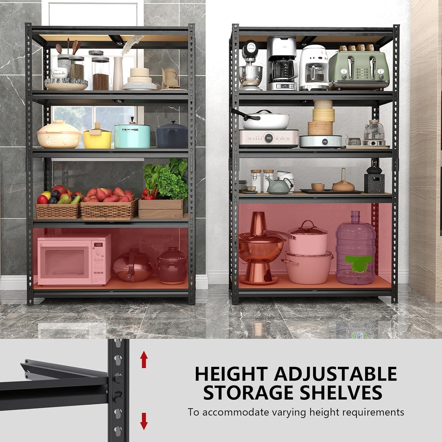72" H Garage Shelves,Garage Storage Shelves Heavy Duty,2400Lbs Heavy Duty Garage Shelving,Adjustable 5 Tier Shelving for Garage Storage,Warehouse,16"X35.5"X72"