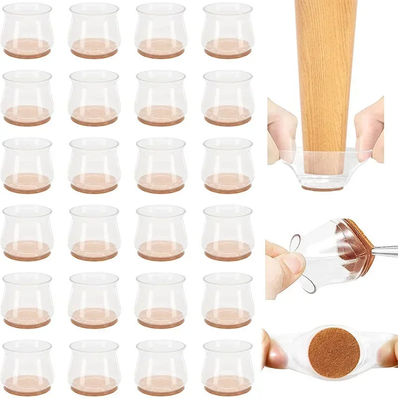 24/4pcs Chair Leg Caps Silicone Feet Protector Pads Furniture Table Covers Socks Plugs Cover Furniture Leveling Feet Home Decor