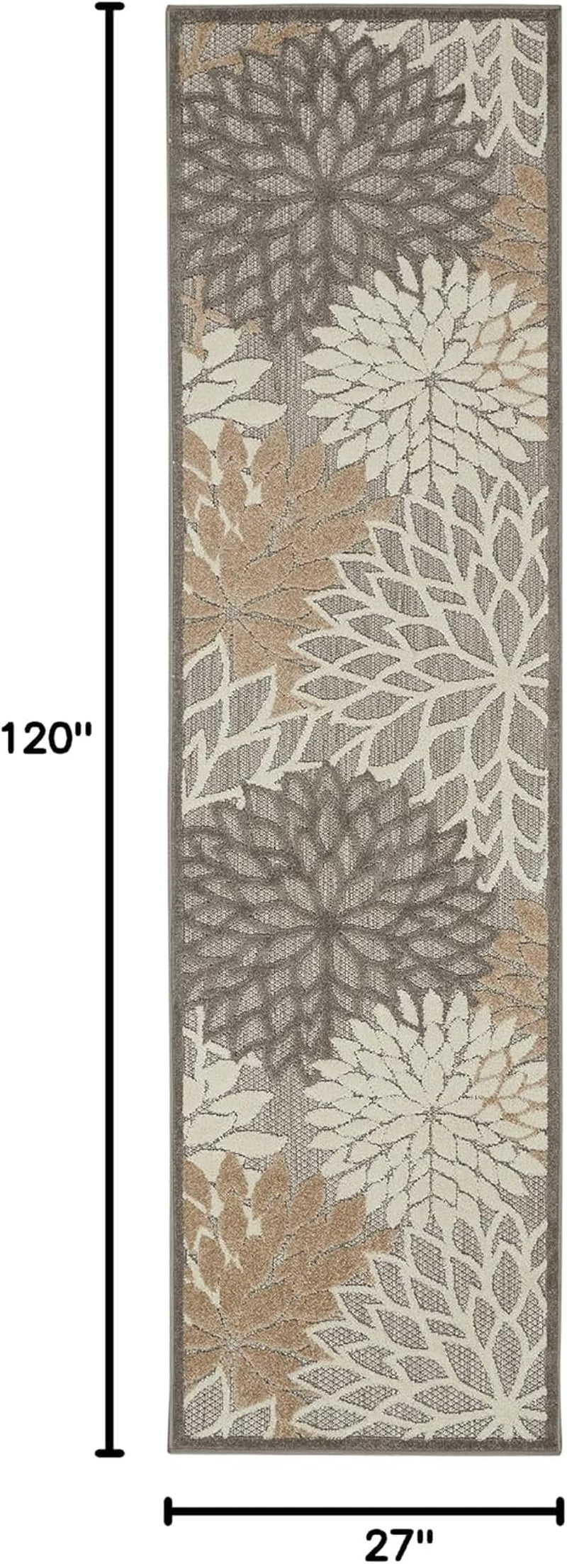 Home Aloha Natural 2'3" X 12' Area Rug - Easy Clean, Non Shedding, Bed Room, Living Room, Dining Room, Kitchen (12' Runner)