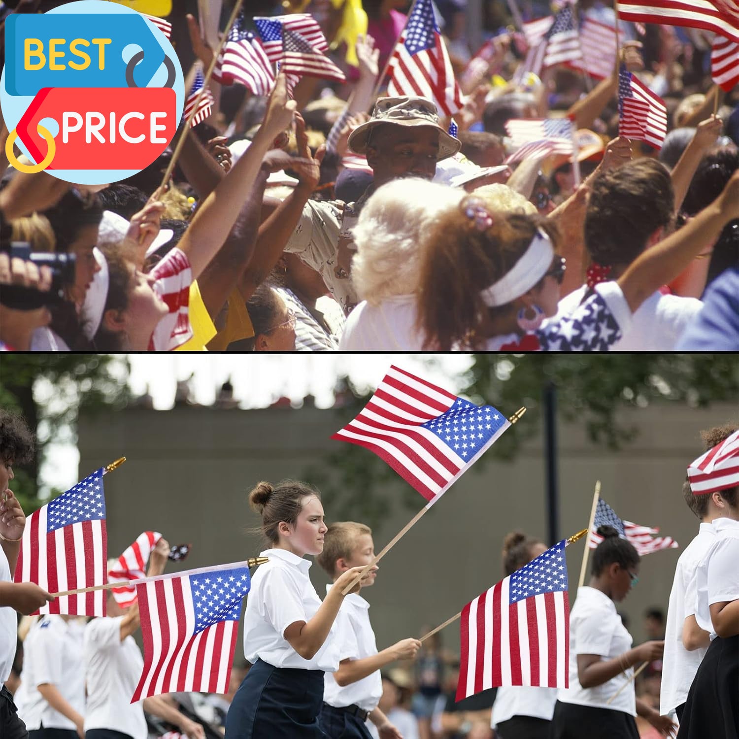 50 Pcs US Stick Flag 8 X 12 Inch Small American Flag Lawn Flags Handheld America
