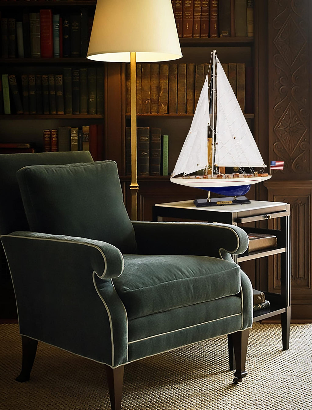 SAILINGSTORY Wooden Sailboat Model Ship Sailboat Decor Yacht Enterprise 1/100...