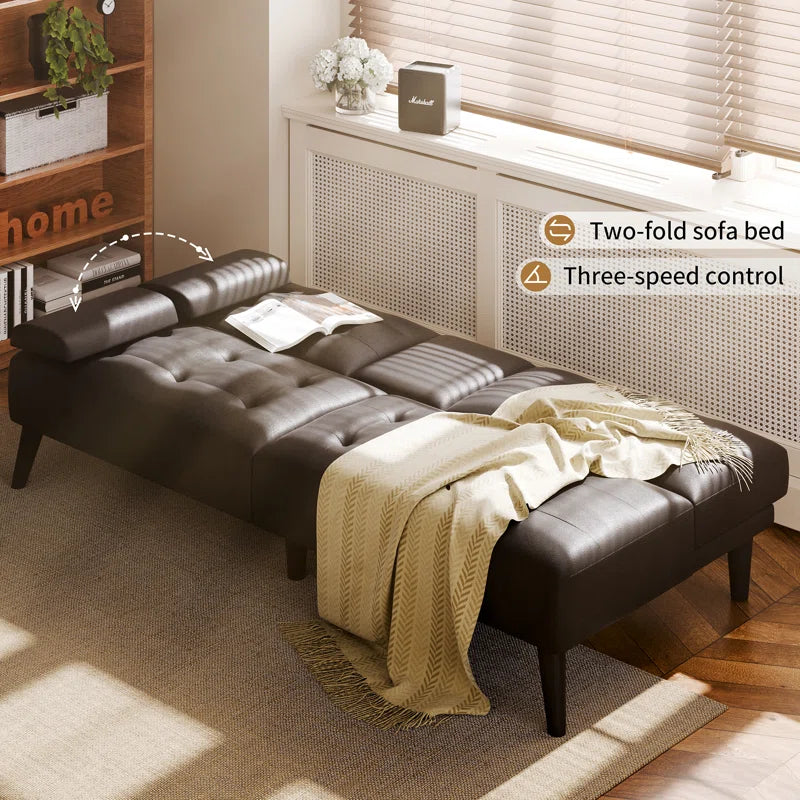 Arjeta Queen 65.75'' Faux Leather Convertible Sofa